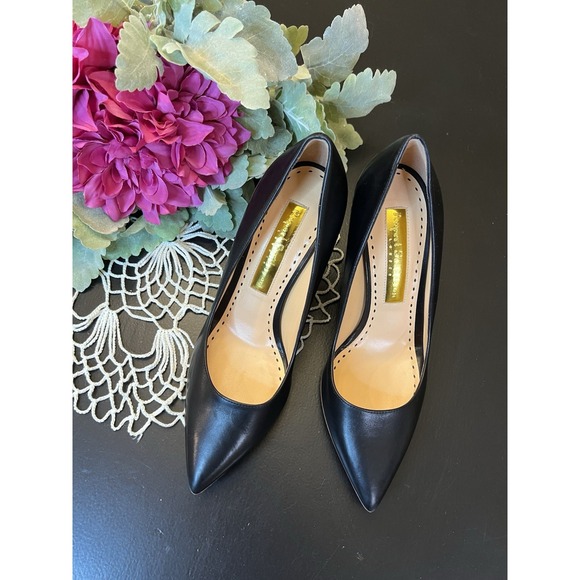 Rupert Sanderson Shoes - Rupert Sanderson Black Leather Pointed Toe Heels Sz 37.5 Made In Italy‎ USA Sz 7